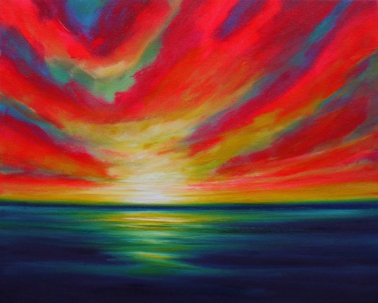770x617 Saatchi Art Sunburst Rays Painting By Julia Everett - Rays Painting