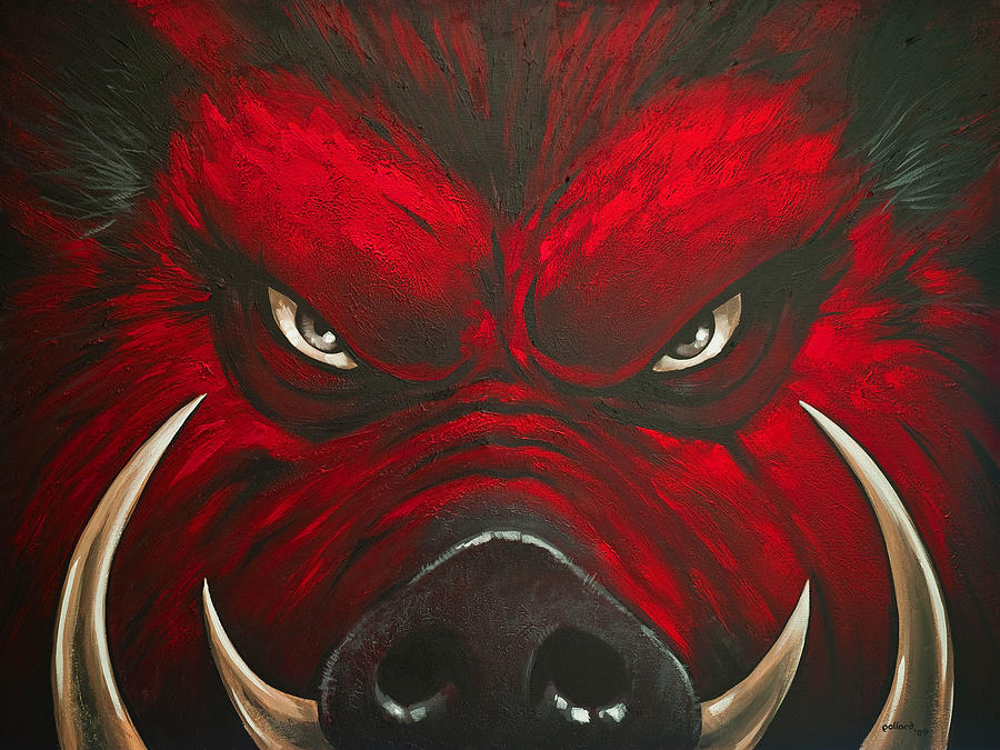 900x675 Mad Hog Painting By Glenn Pollard - Razorback Painting