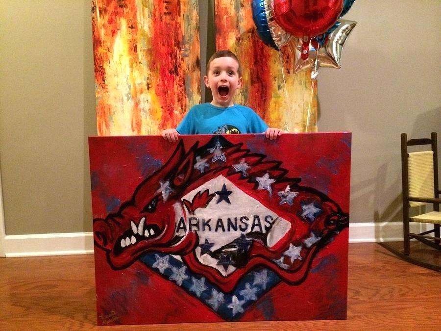 900x675 Arkansas Razorback Wall Art Razorback And Flag Painting By Home - Razorback Painting