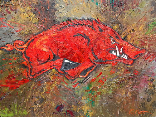 500x375 Razorbacks Pat Matthews - Razorback Painting