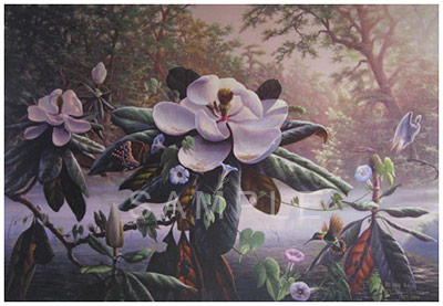 400x277 Misty Magnolia Painting Print By Artist R.c. Davis - Rc Davis Painting
