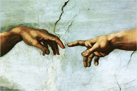 450x299 Creation Of Adam Michelangelo He Applied His Faith, He Depicted - Reaching Hands Painting