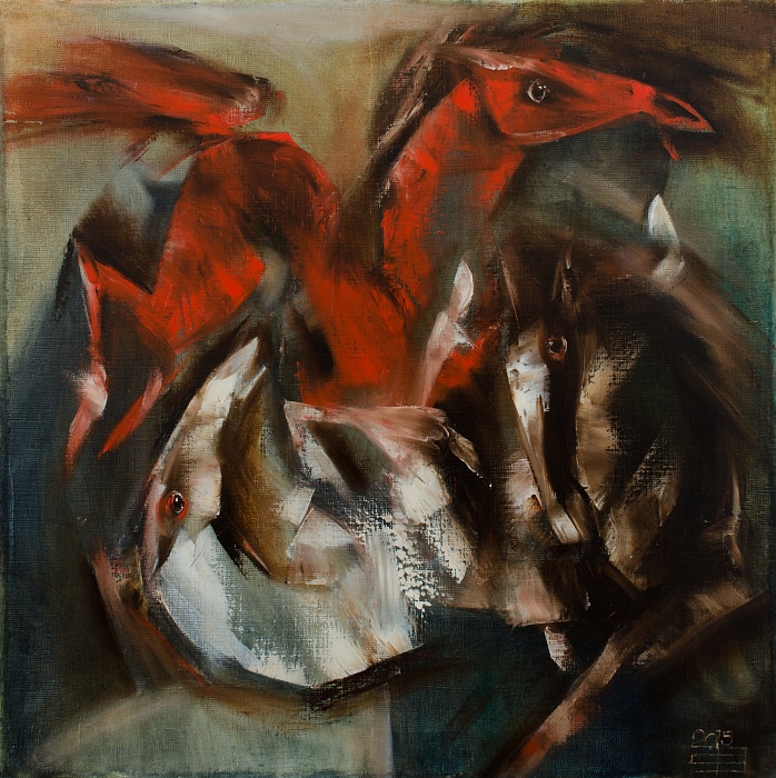 698x700 Animal Painting Painting Reaching, Falling, Contemplati Artist - Reaching Painting