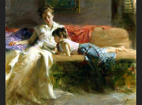 543x404 Pino Late Night Reading Painting Best Paintings For Sale - Reading Painting