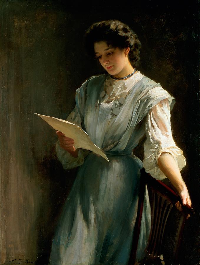 679x900 Reading The Letter Painting By Thomas Benjamin Kennington - Reading Painting