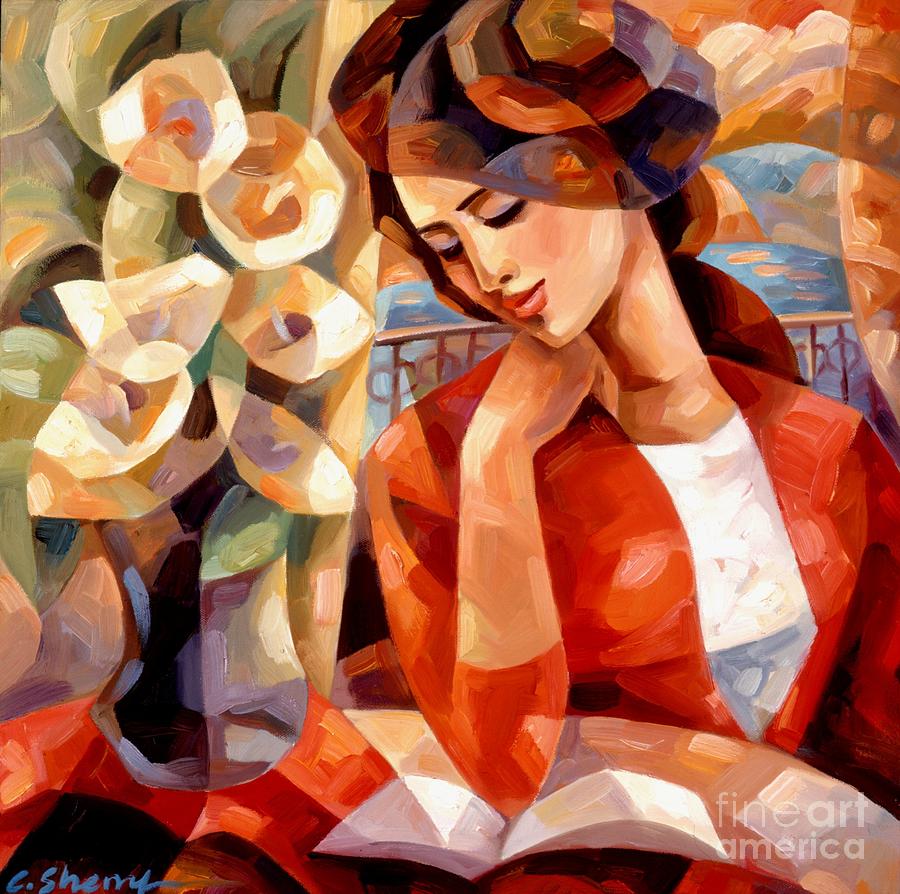 900x894 Afternoon Reading Painting By C Sherry - Reading Painting