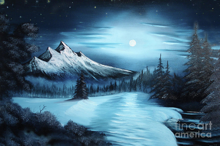900x599 Winter Painting A La Bob Ross Painting By Bruno Santoro - Real Bob Ross Painting