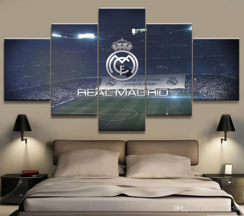 927x820 2018 5 Panel Real Madrid La Liga Canvas Printed Painting - Real Madrid Logo Painting