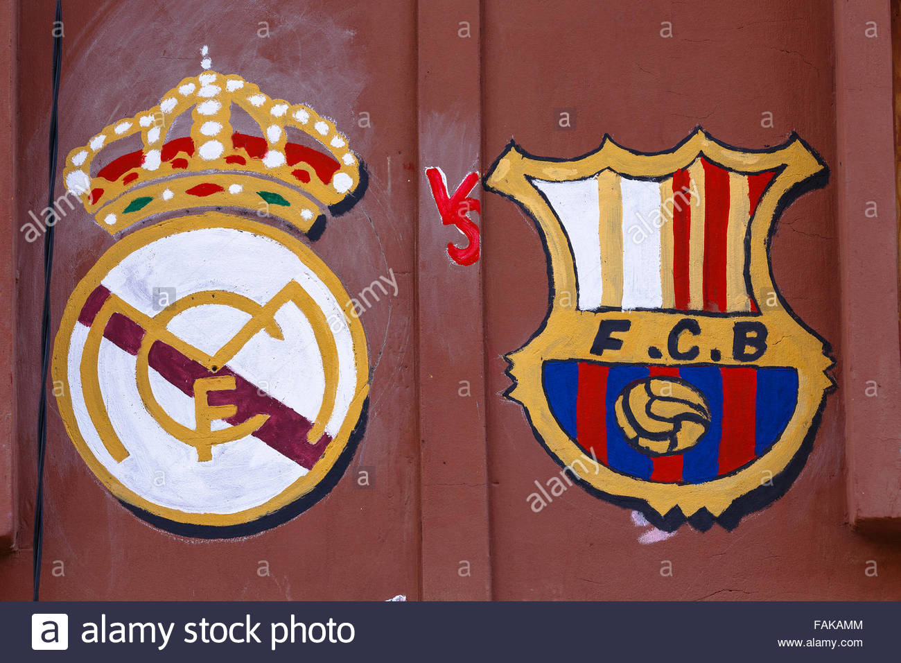 1300x956 Mural Painting. Real Madrid And F.c. Barcelona. Tassaout Valley - Real Madrid Logo Painting