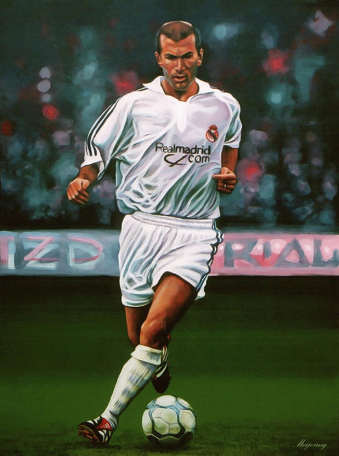 669x900 Zidane At Real Madrid Painting Painting By Paul Meijering - Real Madrid Painting