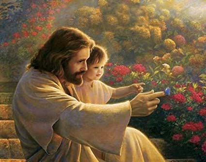 425x335 Real Hand Painted Jesus Christ And The Little Boy - Real Painting