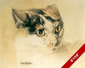 300x240 Realistic Cat With Lowered Ears Louis Wain Painting Cat Art Real - Realistic Cat Painting
