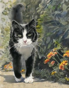 236x300 Tuxedo Cat Art Painting Print 6x8 Portrait Realistic Realism Black - Realistic Cat Painting