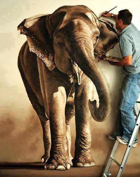447x565 Elephant Painting - Realistic Elephant Painting