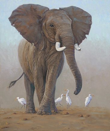 366x438 Elephant Art Old Elephant - Realistic Elephant Painting