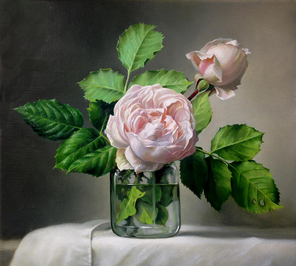 600x539 Hyper Realistic Flower Masterpieces By Pieter Wagemans - Realistic Flower Painting