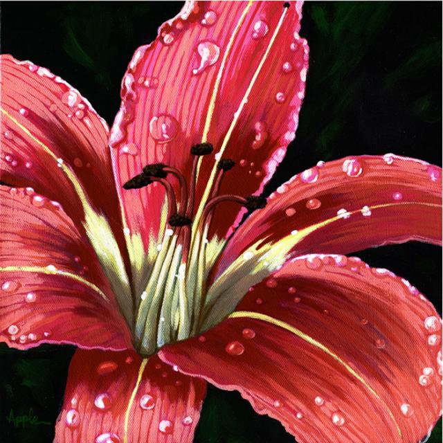 640x640 After The Rain - Realistic Flower Painting