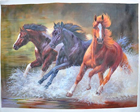 463x372 Large Running Horse Oil Painting, Realistic Animal Oil - Realistic Horse Painting