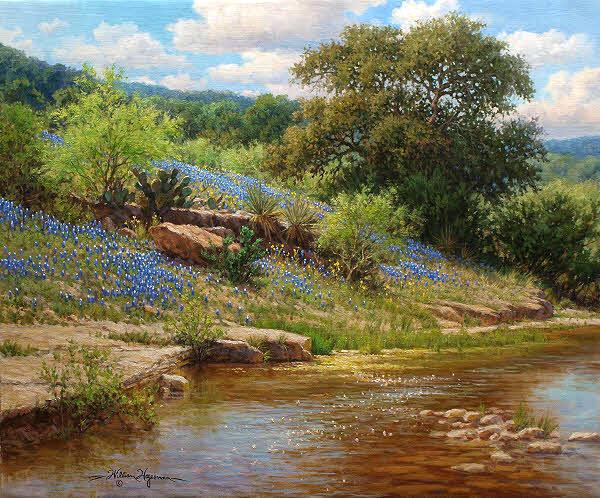 600x498 Oil Landscape Paintings Realistic Landscape Bluebonnet Oil - Realistic Landscape Painting
