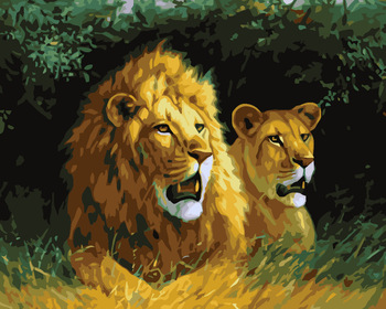350x280 Gz233 4050 Realistic Lion Art Diamond Painting For Lion Mother - Realistic Lion Painting