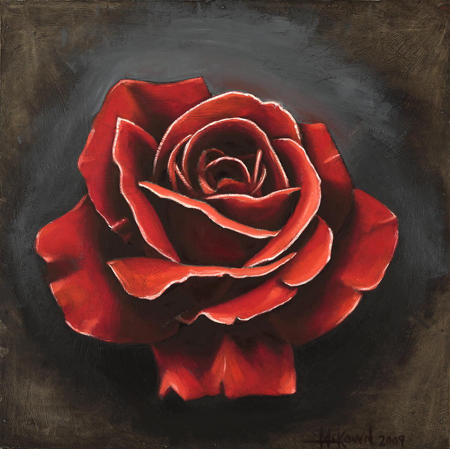 900x898 Rosacea Painting By Ian Mckown - Realistic Rose Painting