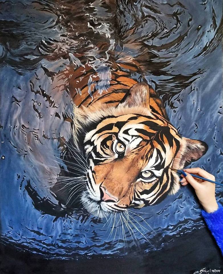 783x960 Realistic Tiger Oil Painting By Maryam Nayeb - Realistic Tiger Painting