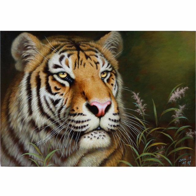 640x640 High Quality Hand Painted Tiger Realistic Oil Painting Original - Realistic Tiger Painting
