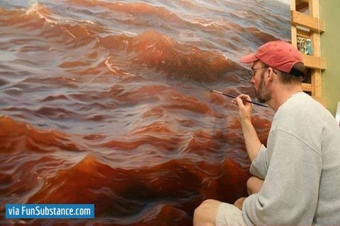 480x320 Hyperrealistic Painting Of Water - Realistic Water Painting