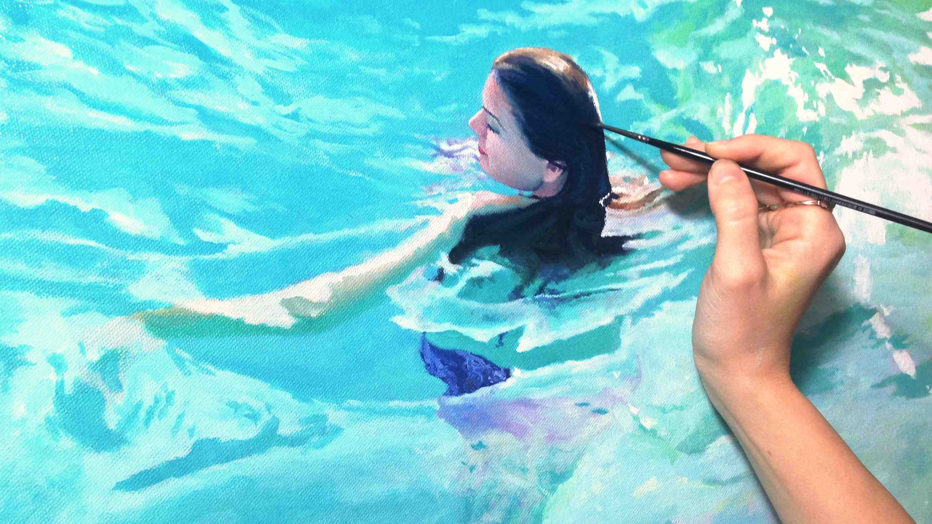 3026x1701 Oil Painting Time Lapse Ephemeris Realistic Water - Realistic Water Painting