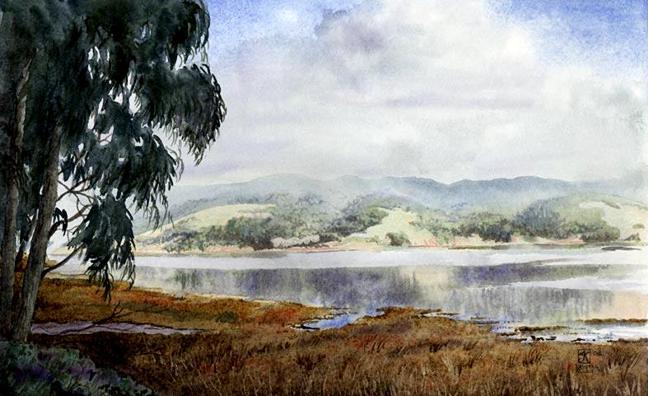 648x396 Misty Ridge - Realistic Watercolor Painting