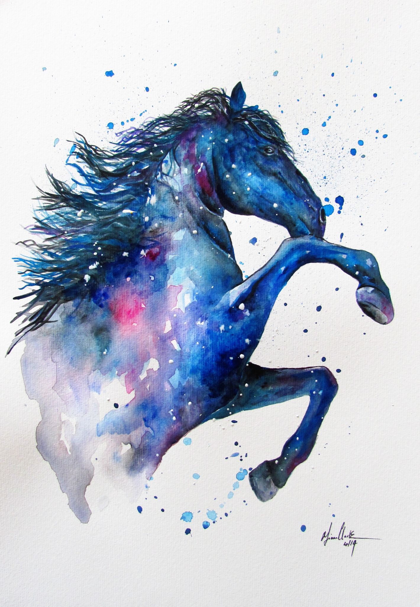 1420x2050 Rearing Horse Watercolourwatercolor Abstract Horses - Rearing Horse Painting