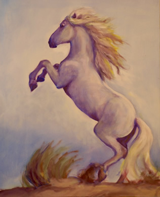 316x389 Karen Brenner Blogs About Her Horse Paintings And Equine Adventures - Rearing Horse Painting