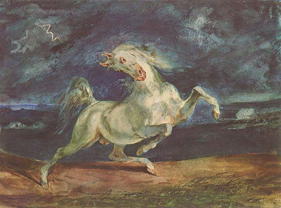 550x408 White Horses In Art The Equinest - Rearing Horse Painting