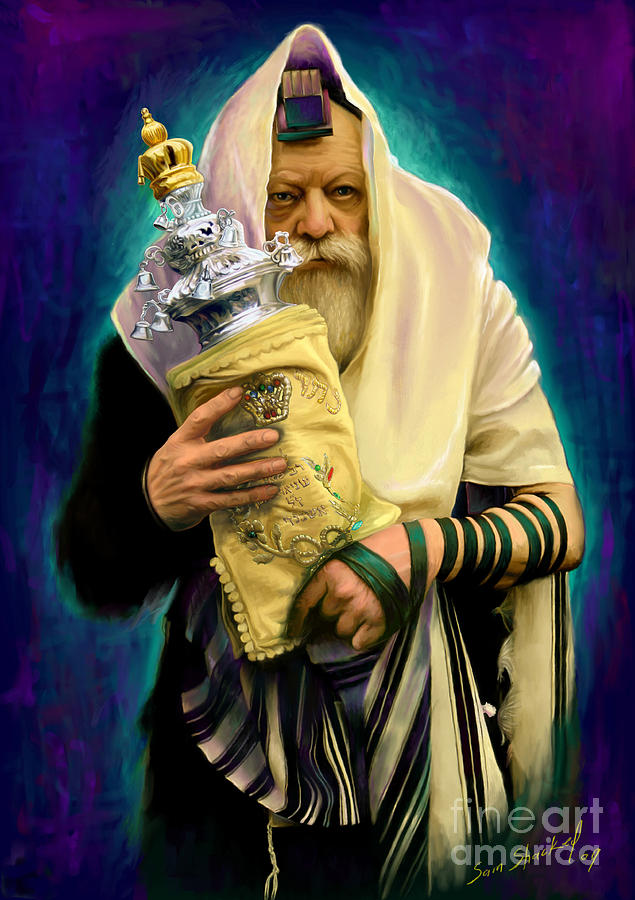 635x900 Lubavitcher Rebbe With Torah Painting By Sam Shacked - Rebbe Painting
