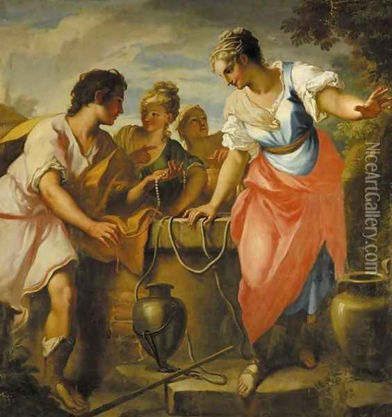 564x600 Rebecca At The Well Oil Painting Reproduction By Nicolo Bambini - Rebecca At The Well Painting