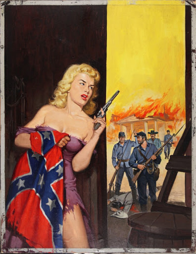 396x512 Men's Adventure Magazines Risque Rebel Belles And Hot Yankee - Rebel Flag Painting