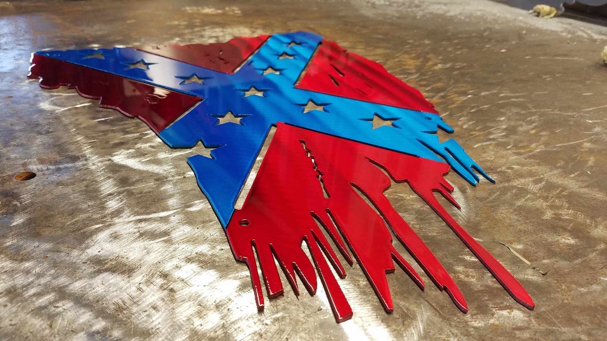 2048x1152 Tattered And Torn Confederate Rebel Flag Metal Art - Rebel Flag Painting