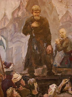 300x400 Russian Ukrainian Soviet Oil Painting Realism Execution Of Rebel - Rebel Painting