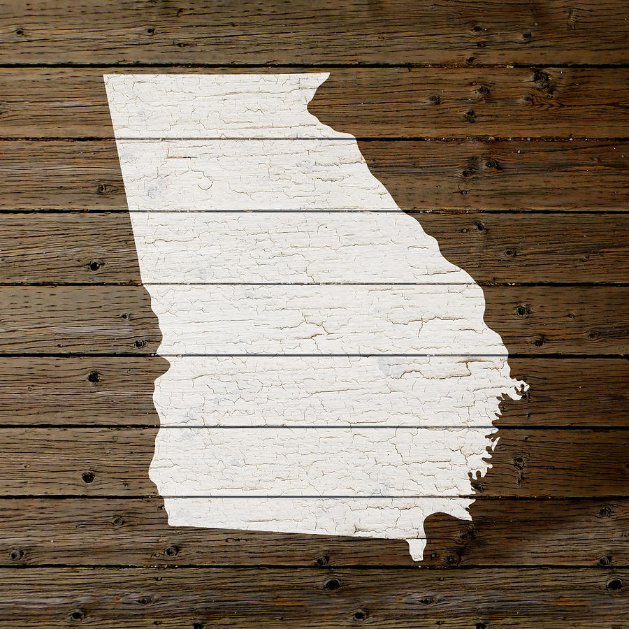 900x900 Map Of Georgia State Outline White Distressed Paint On Reclaimed - Reclaimed Wood Painting