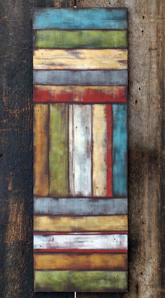 570x1027 Rustic Barnwood Art , Large Canvas Painting, Tall Acrylic Original - Reclaimed Wood Painting