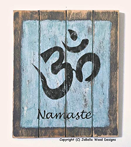 447x500 Distressed, Handmade Om And Namaste' Wood Painting - Reclaimed Wood Painting