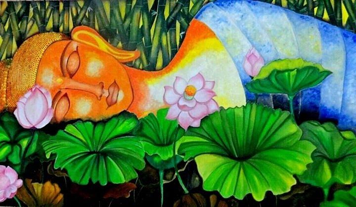 720x420 Reclining Buddha Painting By Sweta Rani - Reclining Buddha Painting