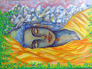 300x225 Reclining Buddha Paintings Fine Art America - Reclining Buddha Painting