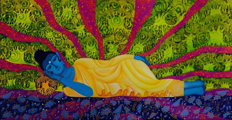 770x397 Saatchi Art Reclining Buddha Painting By Pragati Sharma Mohanty - Reclining Buddha Painting