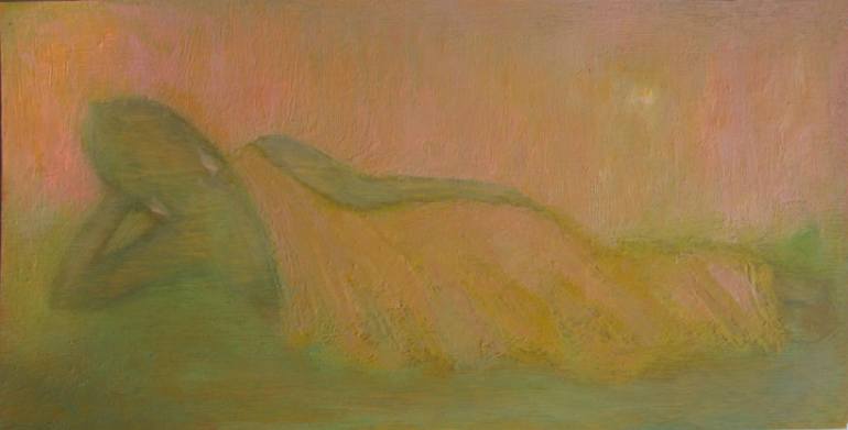 770x391 Saatchi Art Reclining Buddha Rose Sky Painting By Celeste Paulick - Reclining Buddha Painting