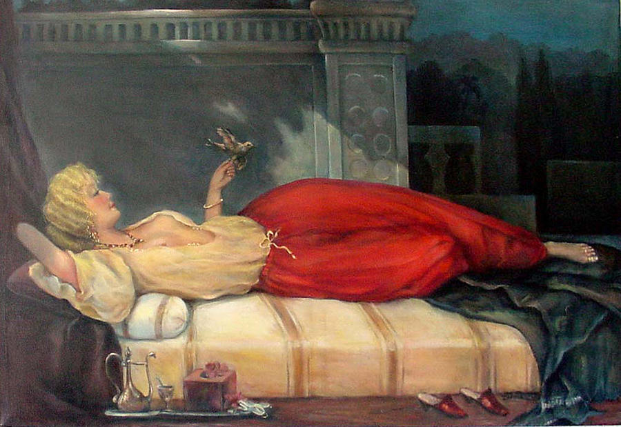 900x619 Reclining Woman Painting By Donna Tucker - Reclining Woman Painting