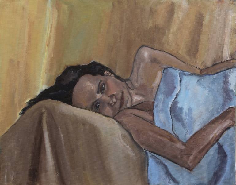 770x606 Saatchi Art Reclining Woman Painting By Judith Tawil - Reclining Woman Painting