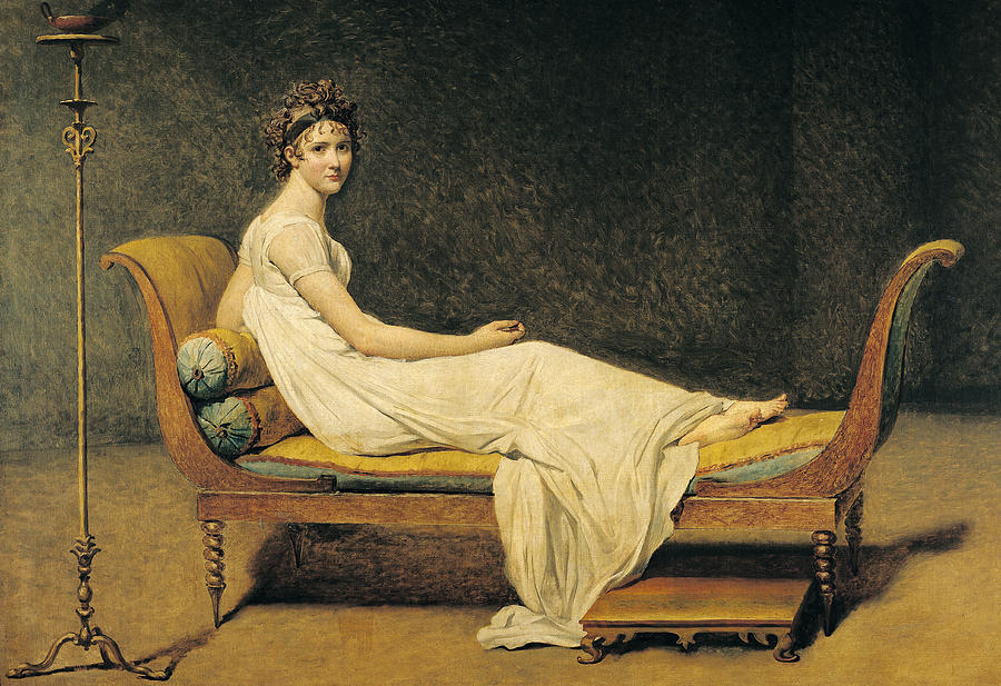 900x617 Madame Recamier Painting By Jacques Louis David - Reclining Woman Painting