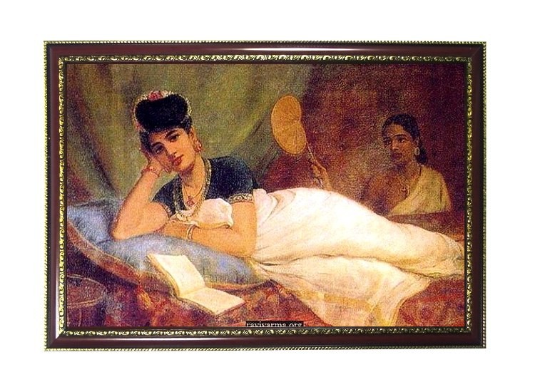 750x550 Raja Ravi Varma Paintings Reclining Woman - Reclining Woman Painting