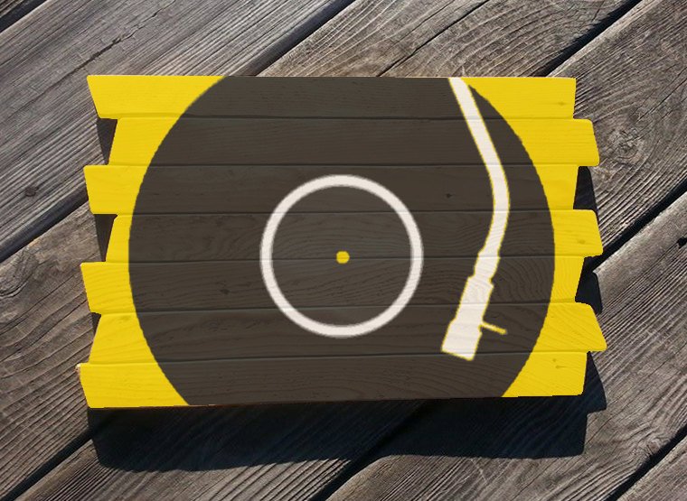 760x555 Vinyl Record Lp Painting On Reclaimed Plaster Lath Wood Record - Record Player Painting